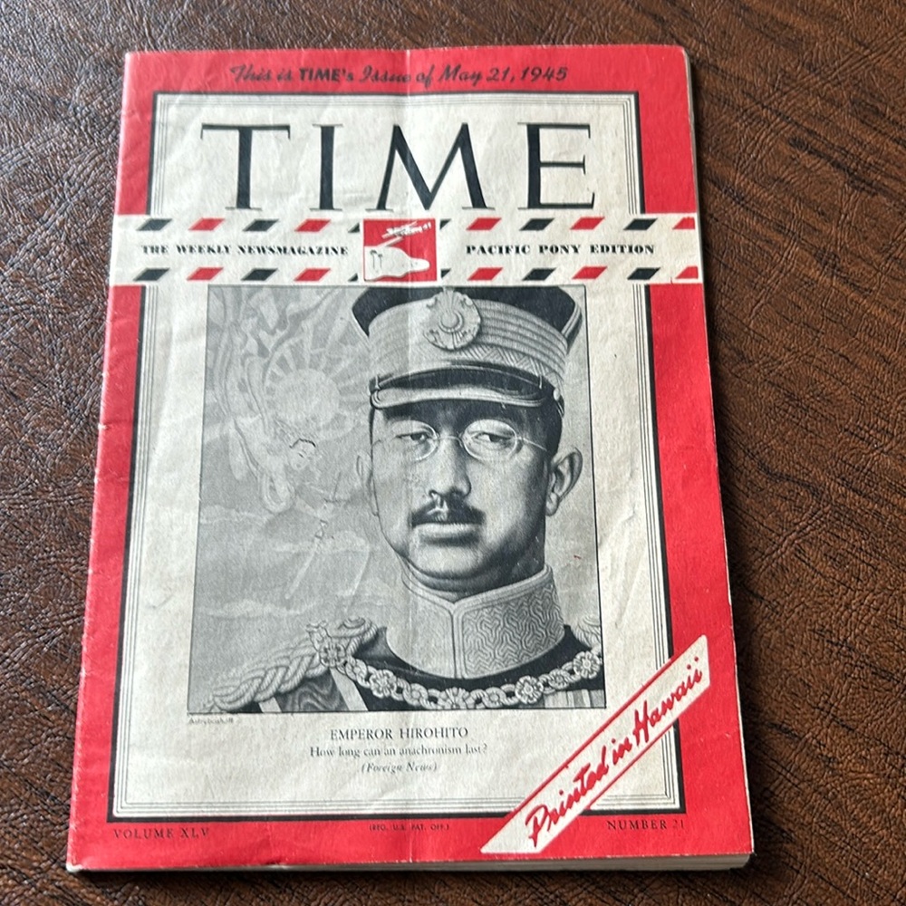 Rare 1945 edition of Time weekly news magazine. Printed in Hawaii. Hirohito.